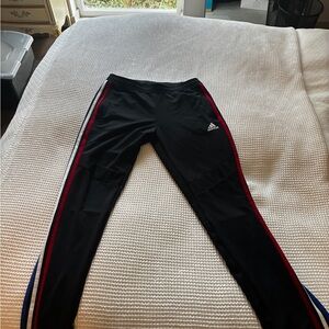 Adidas Black Joggers with Red White and Blue Stripes
